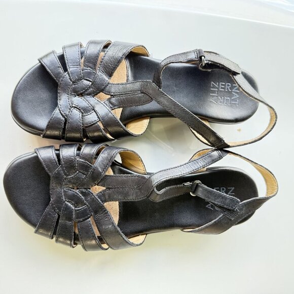 NATURALIZER Black Strap Namora Huarache Sandals Size 8.5 Summer Vacation Comfy B - Picture 1 of 5